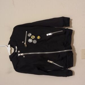 Harajuku Mini black  striped  yellow and black inside the hood sweater size 5 T